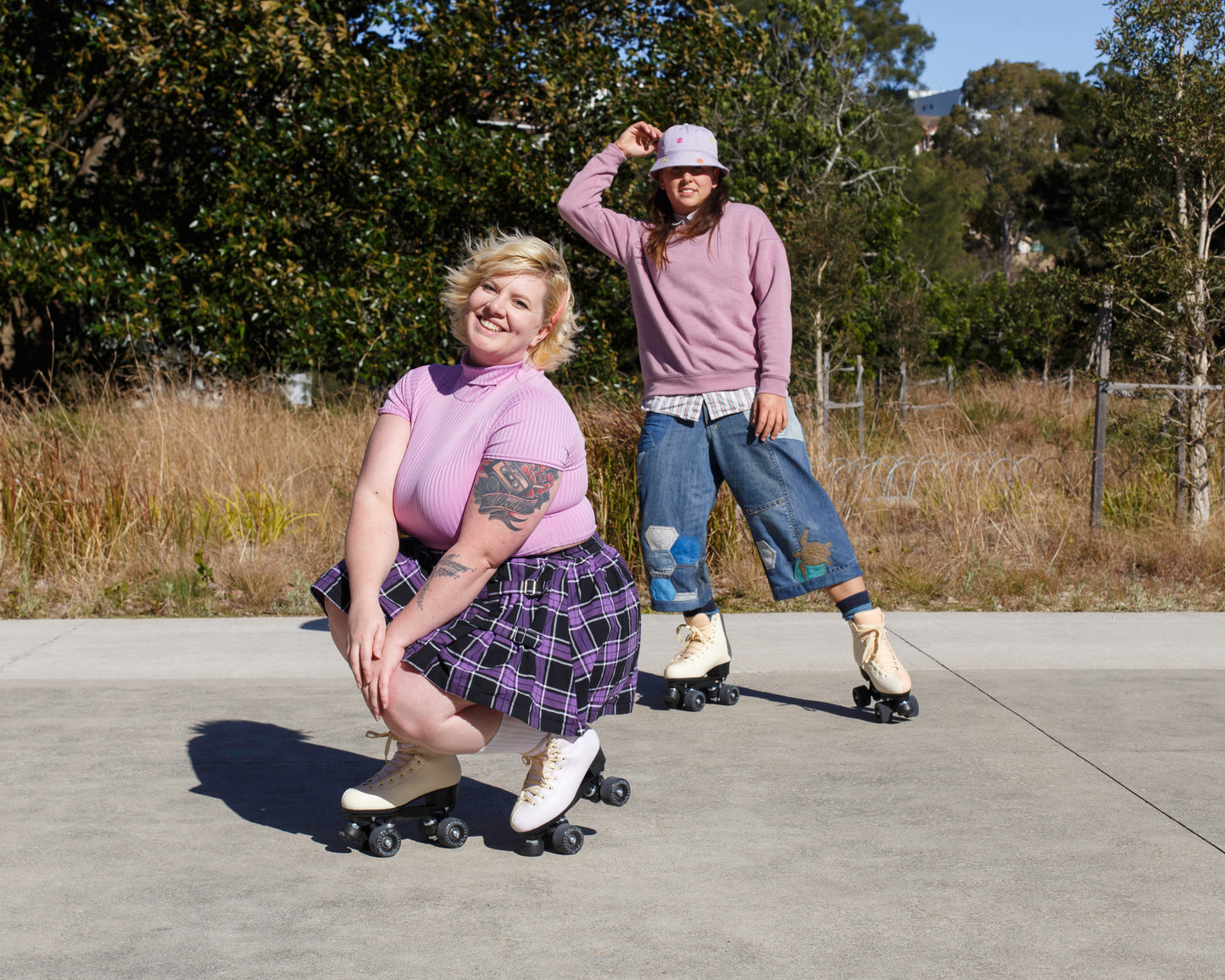 Chuffed Skates cruiser beginner roller skate - sunset colour (lilac & tan)